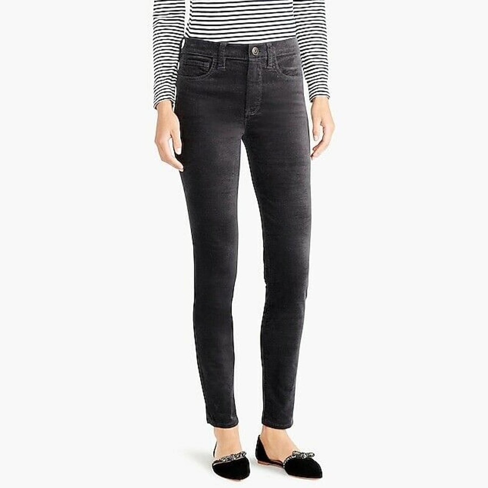 J Crew Thunder Gray Midrise Velvet Toothpick pants